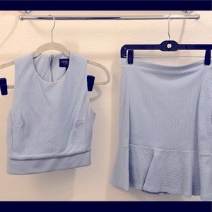Light blue cropped top and skirt set